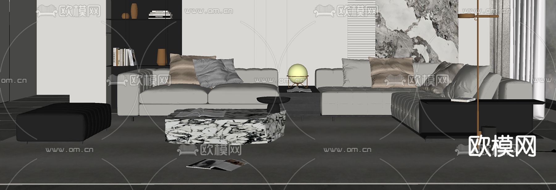 Minotti 组合沙发su模型下载（渲染图1）