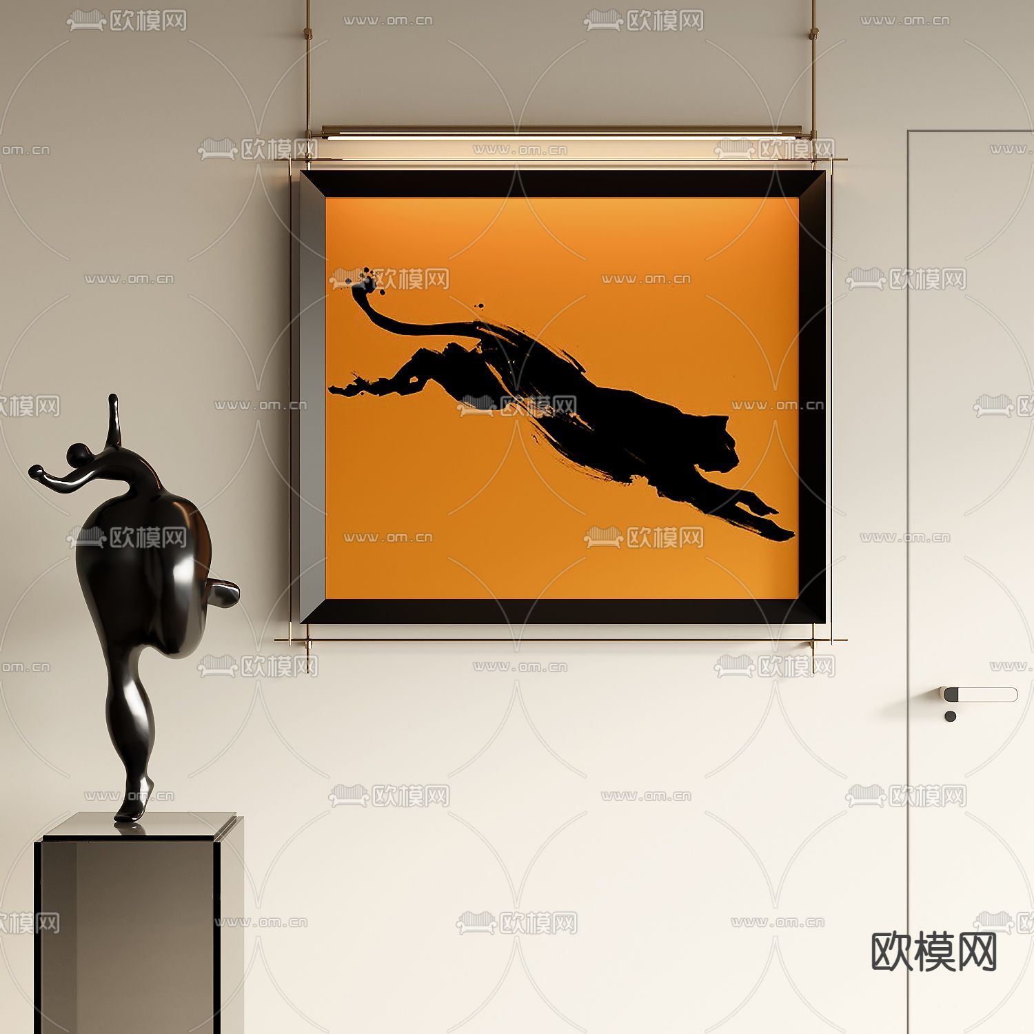 侘寂风装饰画su模型