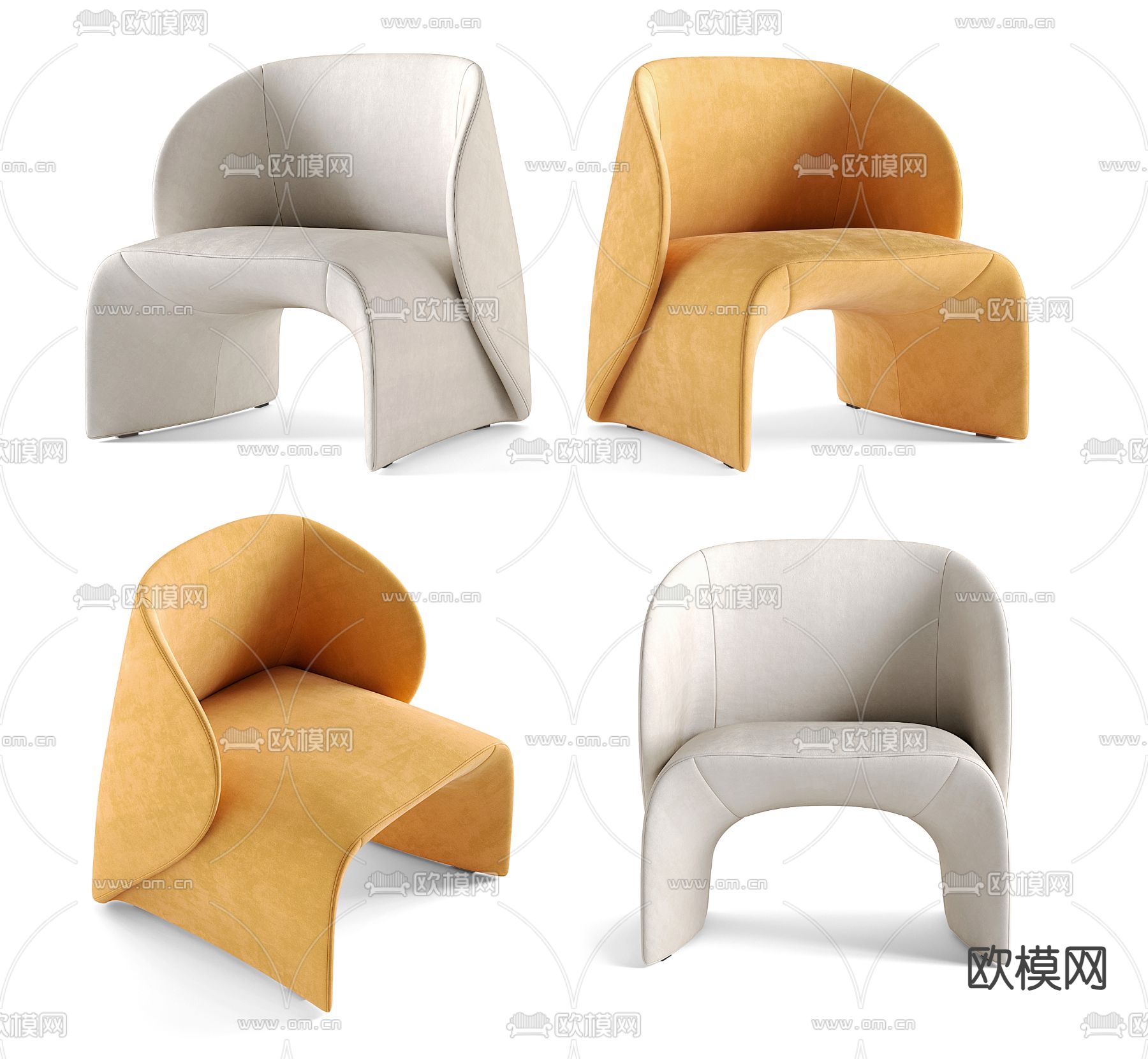 B&B Italia 椅子 休闲椅3d模型下载（渲染图1）