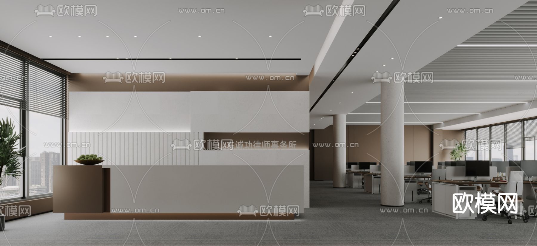 办公室前台 接待3d模型下载