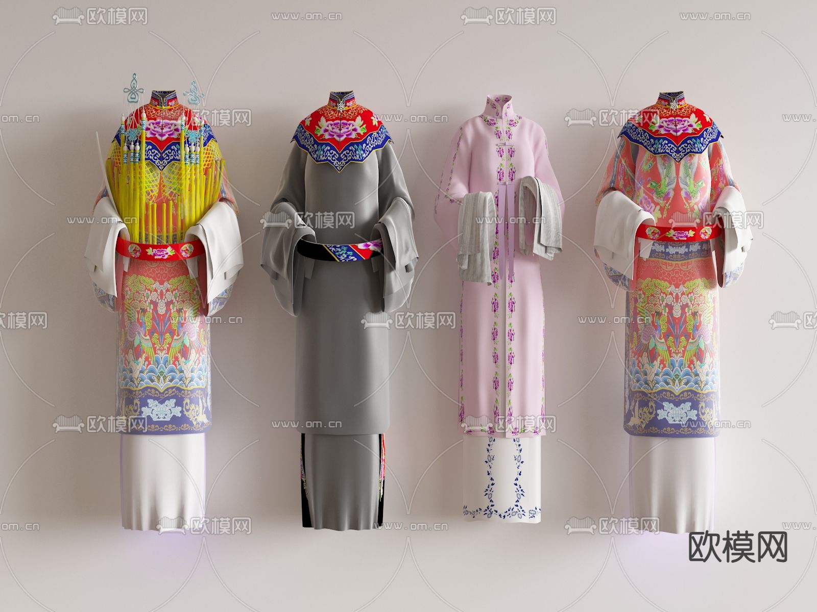 新中式戏服 古装3d模型下载