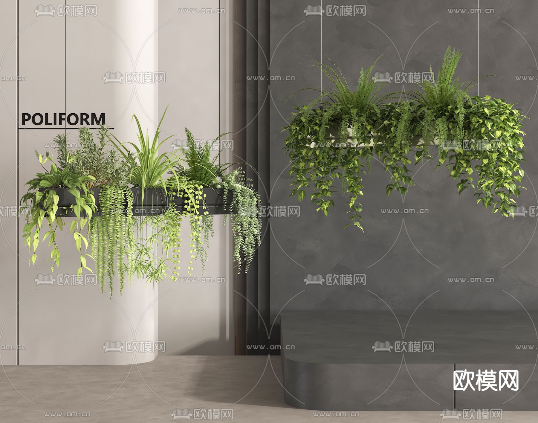 吊篮绿植 悬吊植物 吊盆3d模型下载