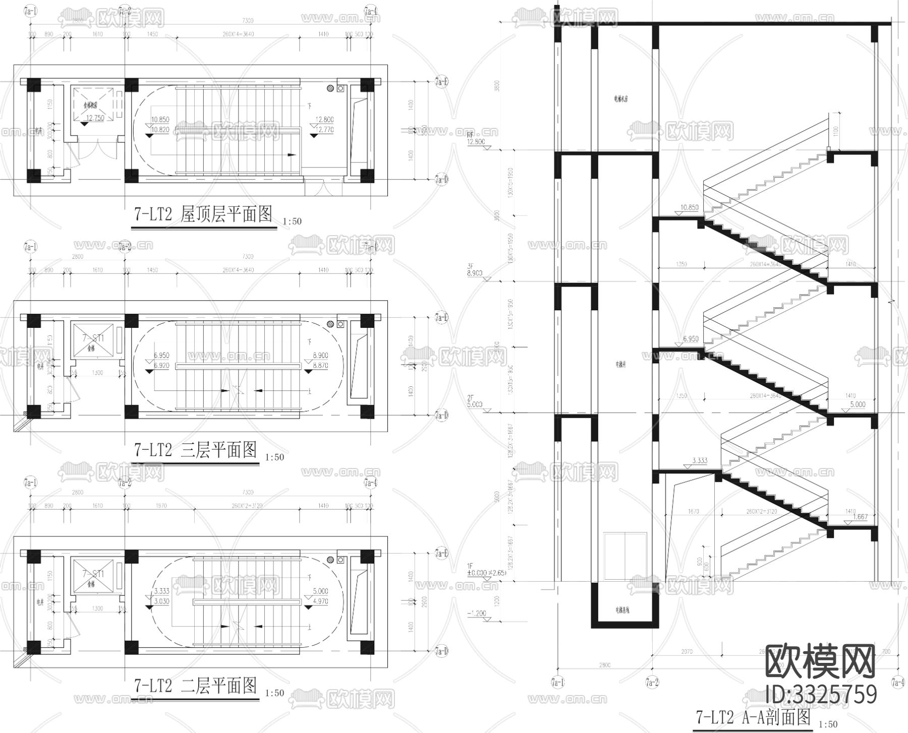 楼梯平面剖面图 节点大样图下载
