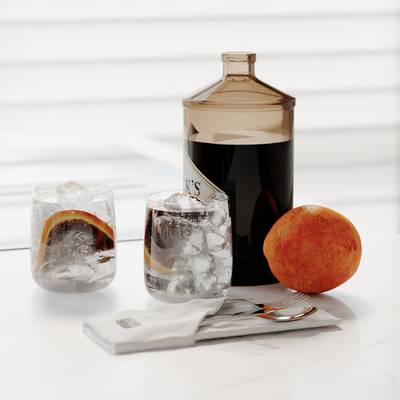  水果 橙子 餐具 叉子su模型 