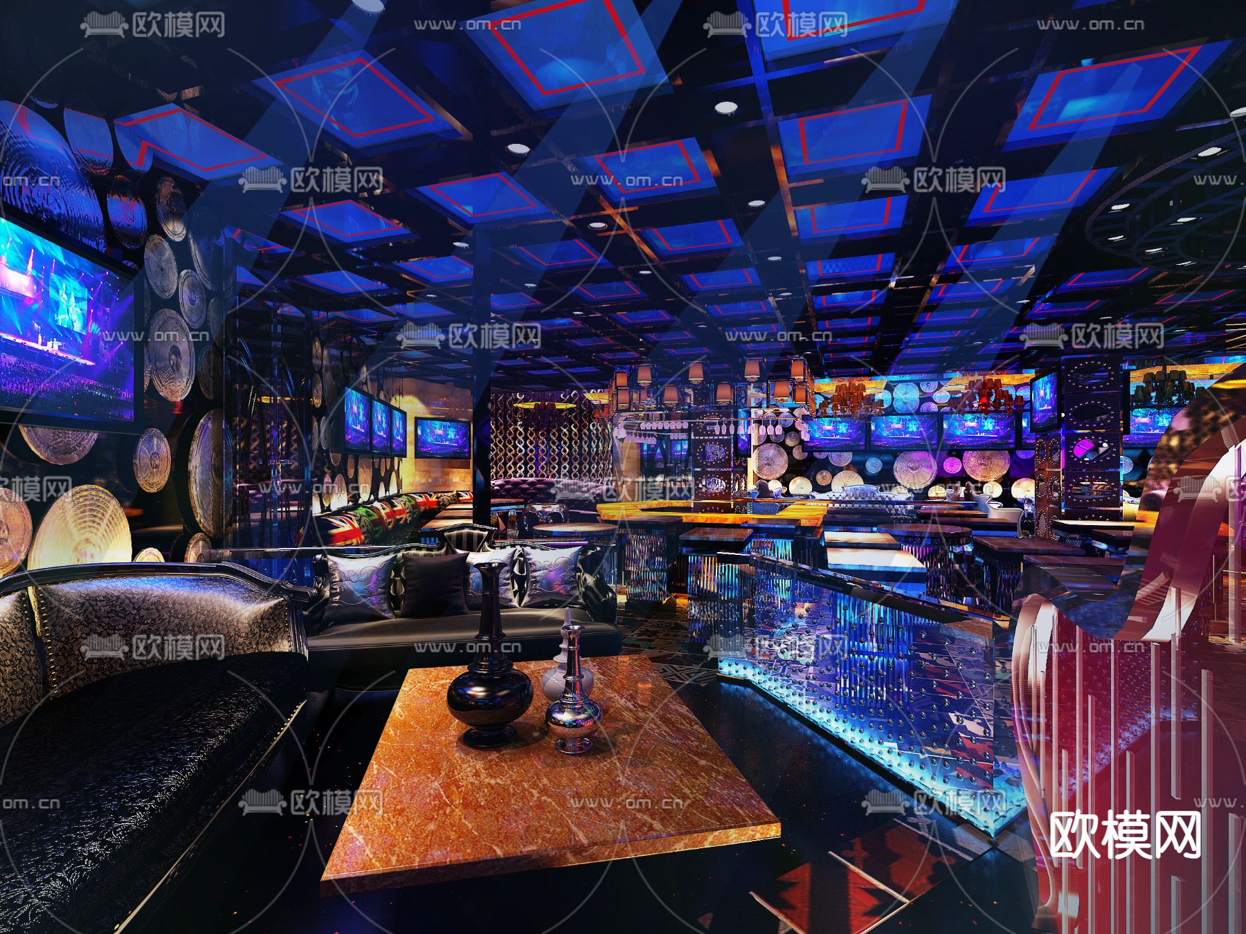 后现代酒吧 清吧 夜总会3d模型下载（渲染图2）