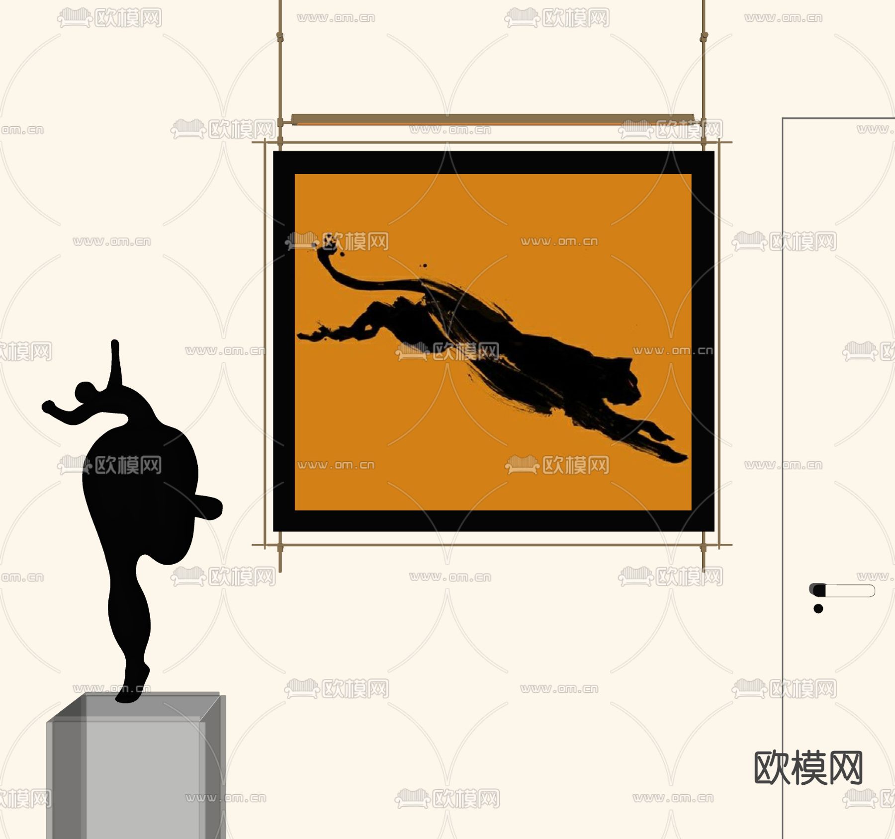 侘寂风装饰画su模型