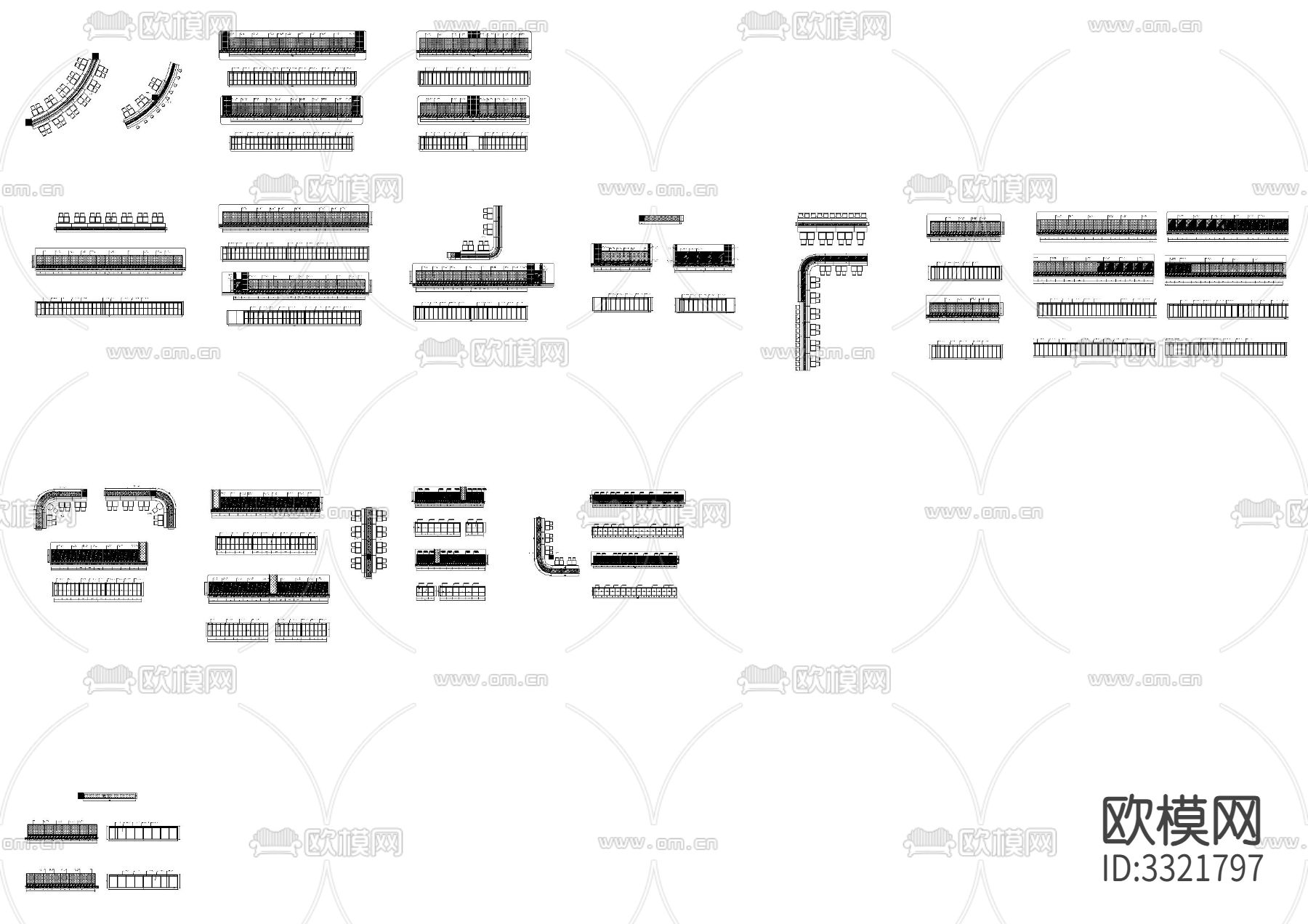 卡座隔断节点大样图下载（渲染图5）