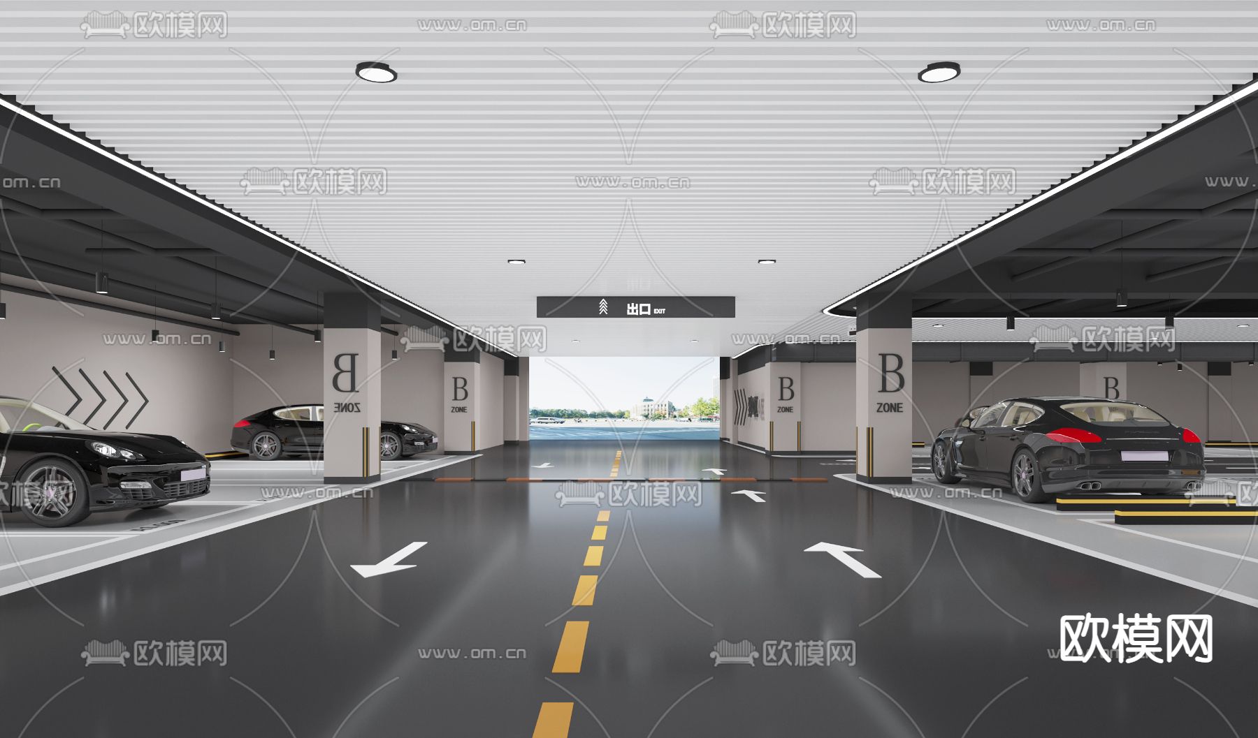 地下停车场 公共停车场3d模型下载（渲染图3）