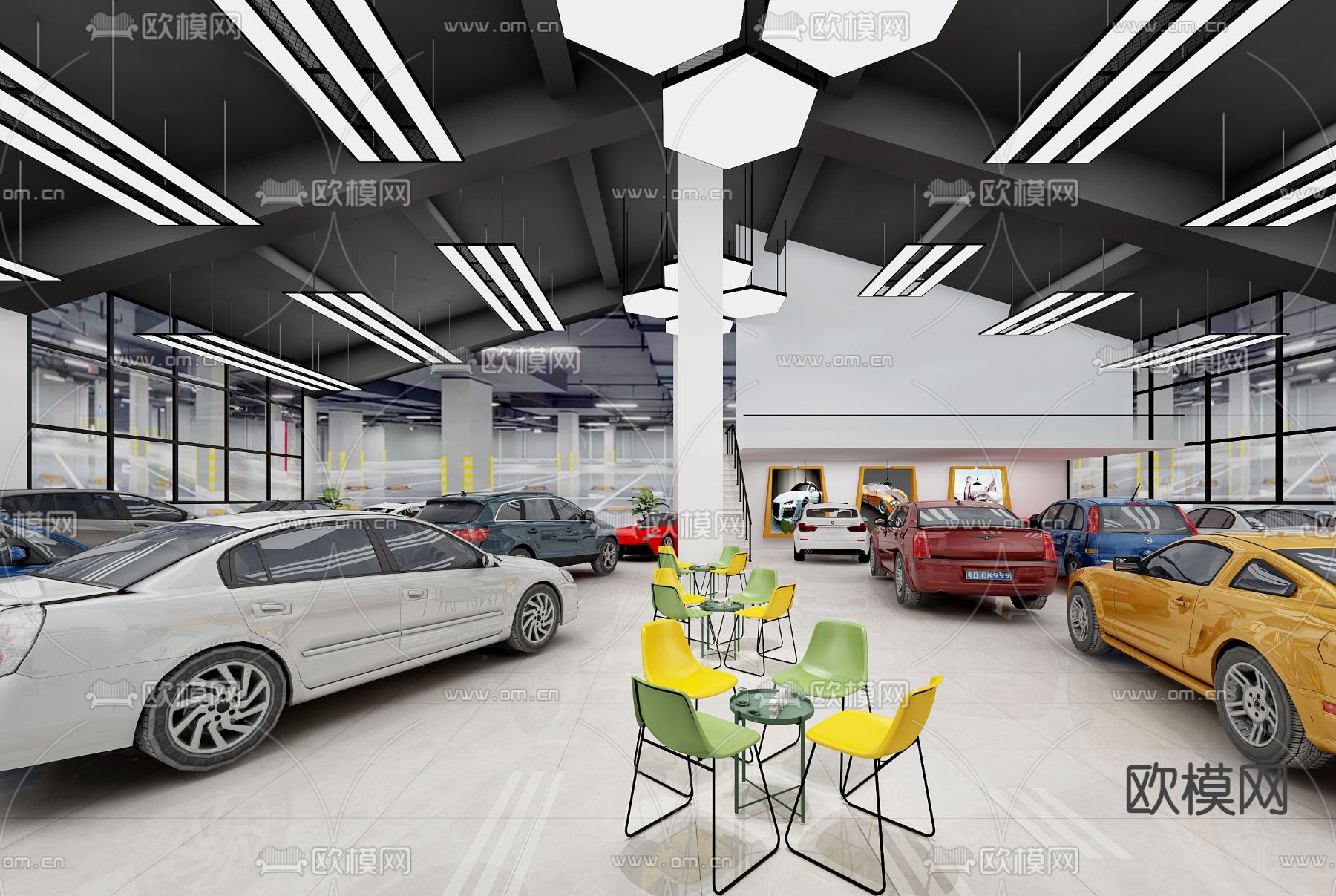 4S店 汽车展厅3d模型下载（渲染图2）