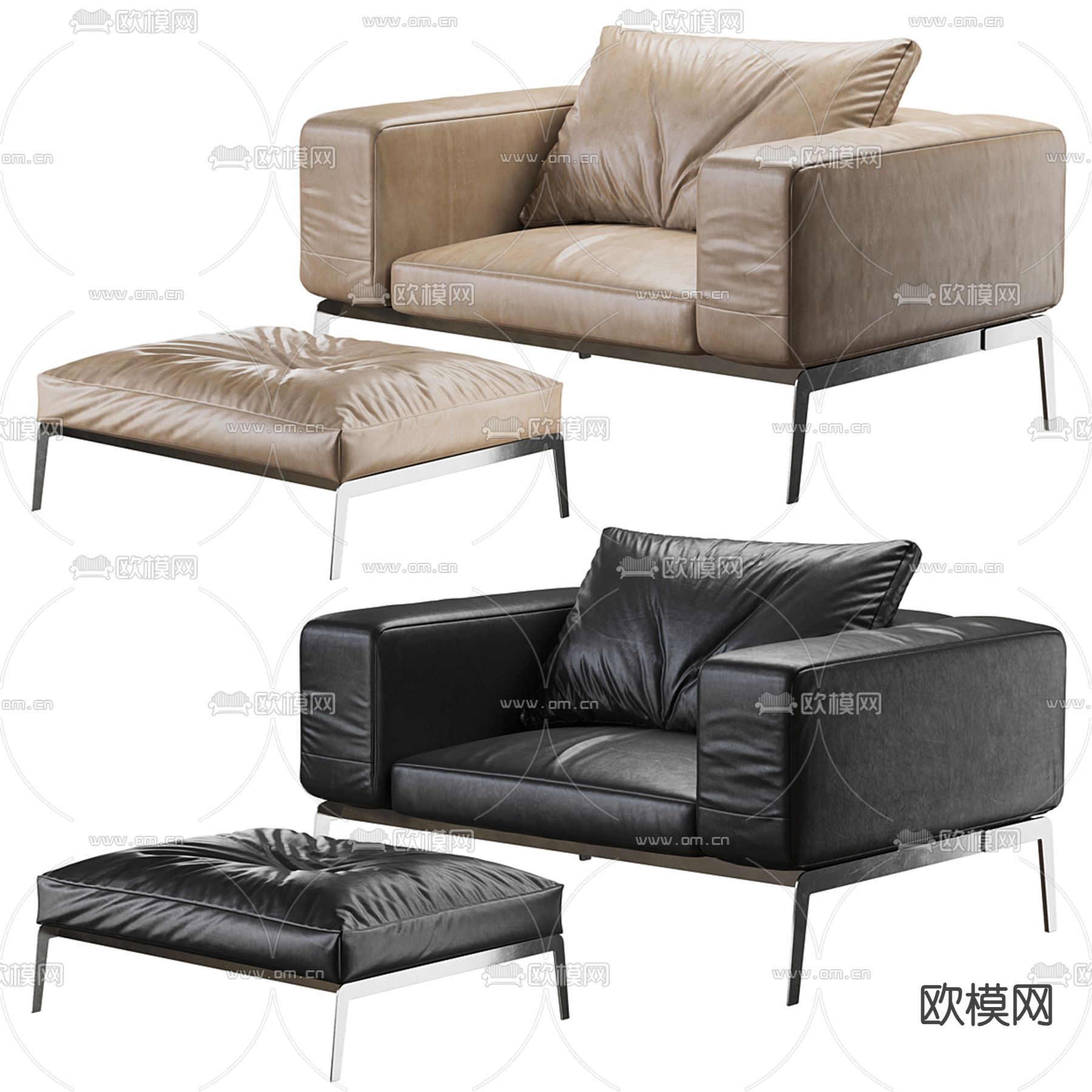 Flexform单人沙发 脚踏3d模型下载