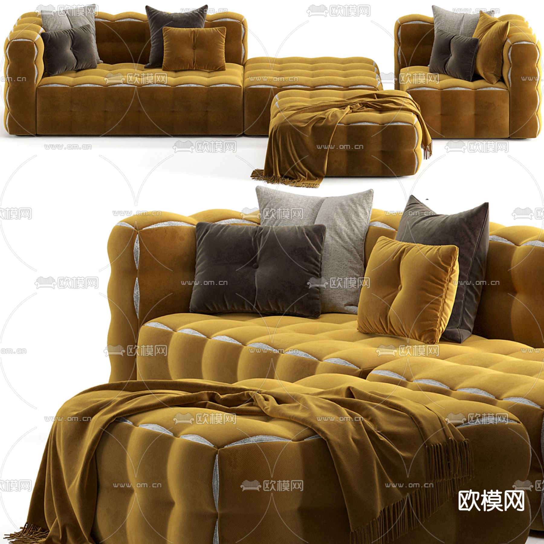 FENDI 模块沙发 拼接沙发3d模型下载