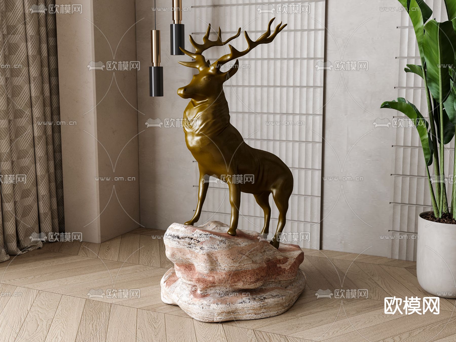 美式金属雕塑 动物雕塑3d模型下载