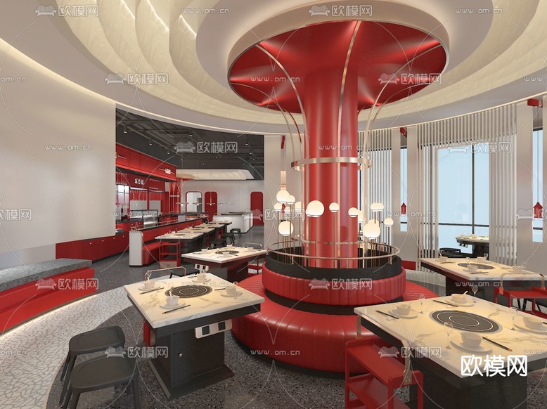 火鍋餐廳 火鍋店3d模型下載(渲染圖1)