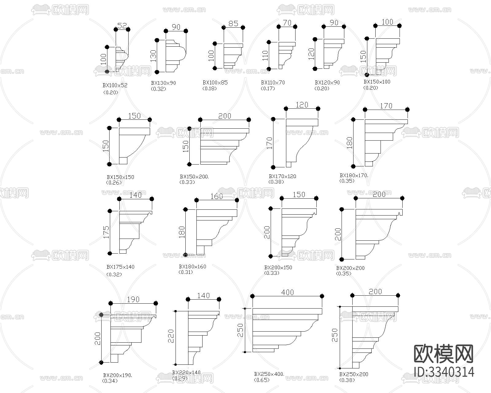欧式线角节点大样图下载（渲染图1）