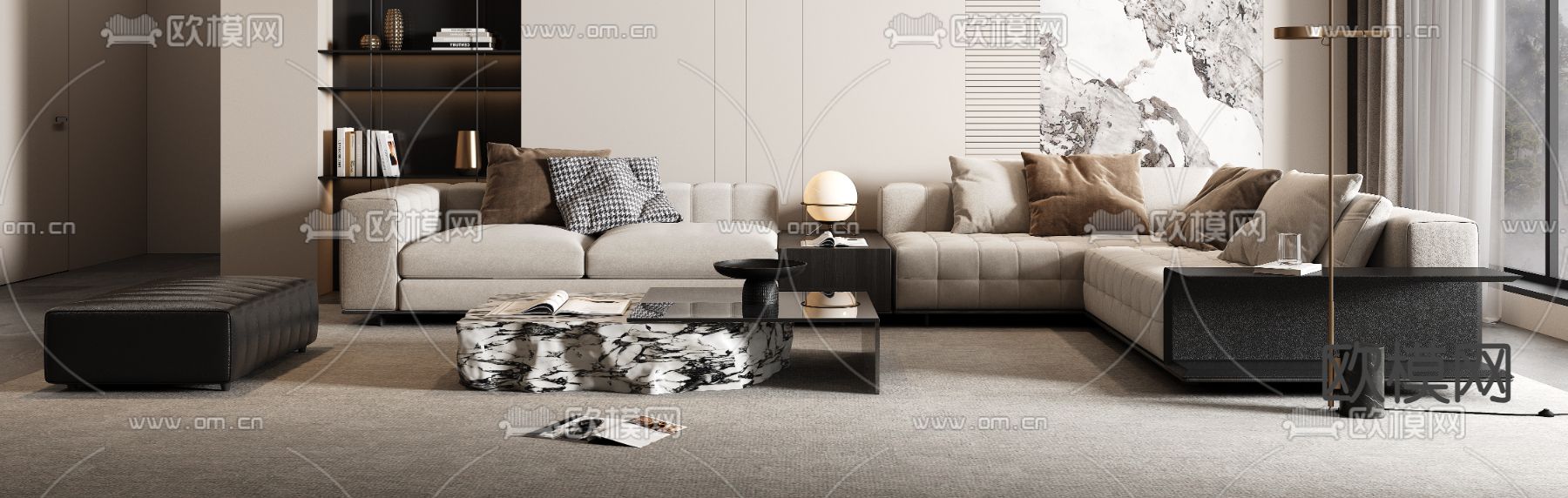 Minotti 组合沙发su模型下载（渲染图2）