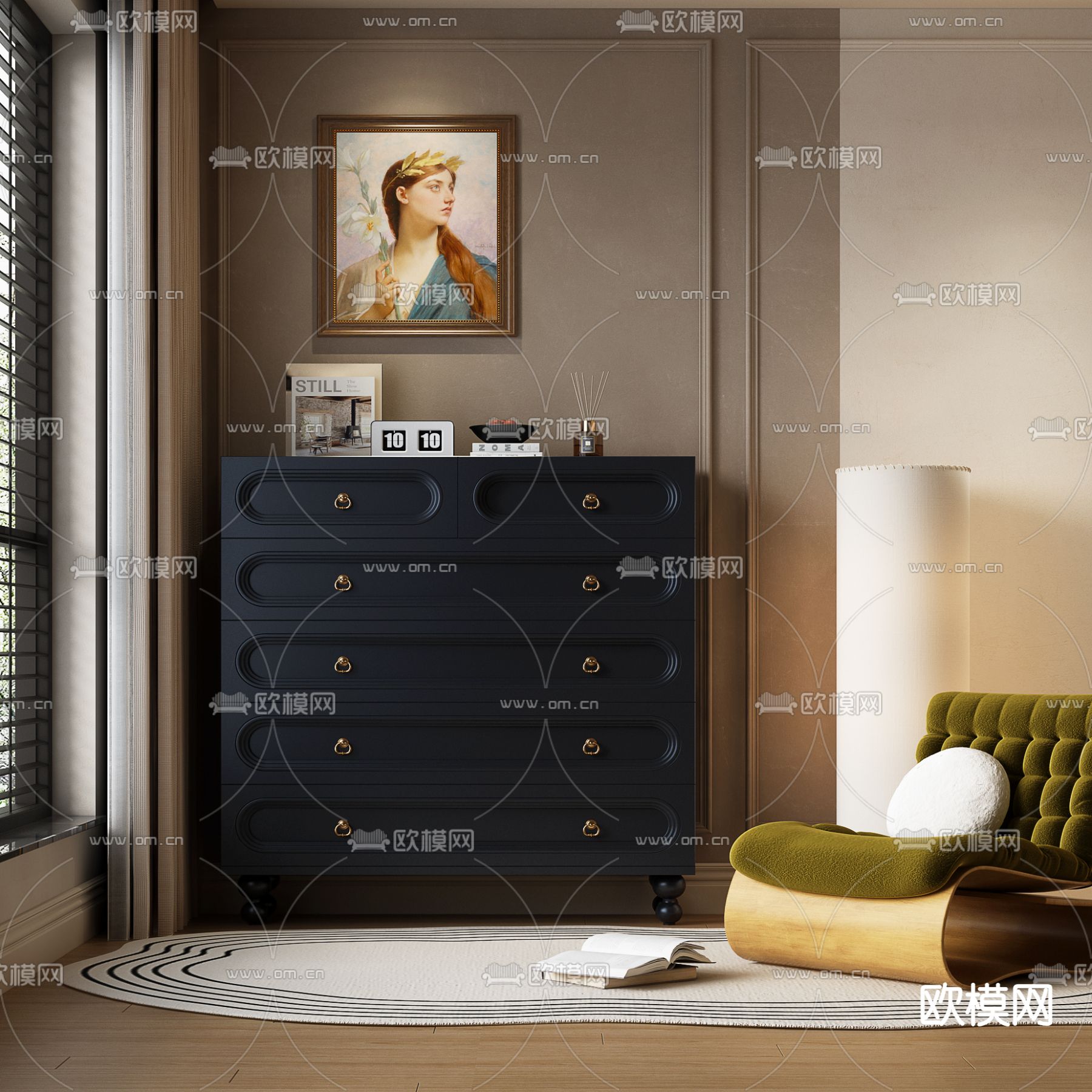 法式复古斗柜3d模型下载