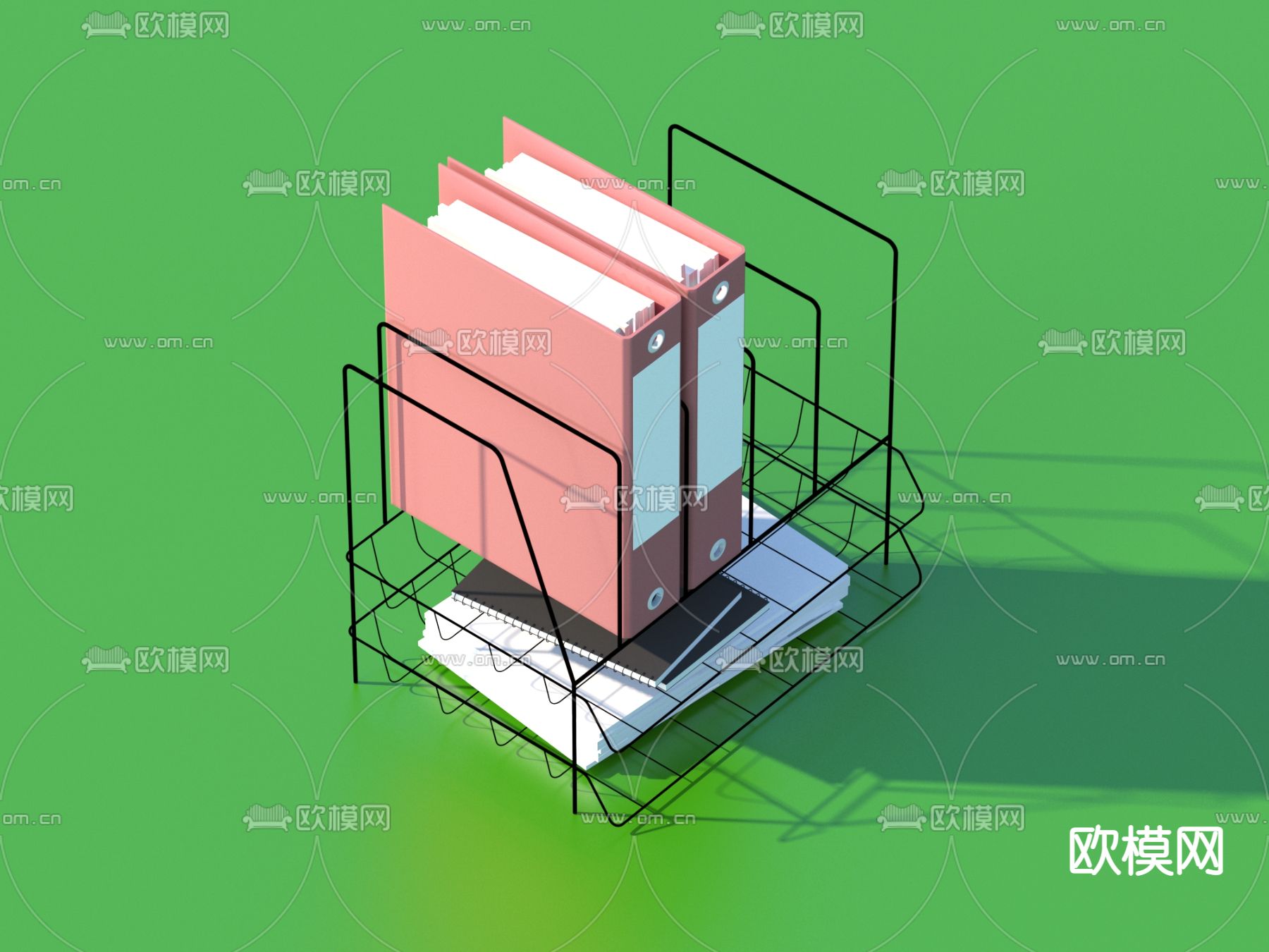 收纳筐 文件夹 办公用品3d模型下载