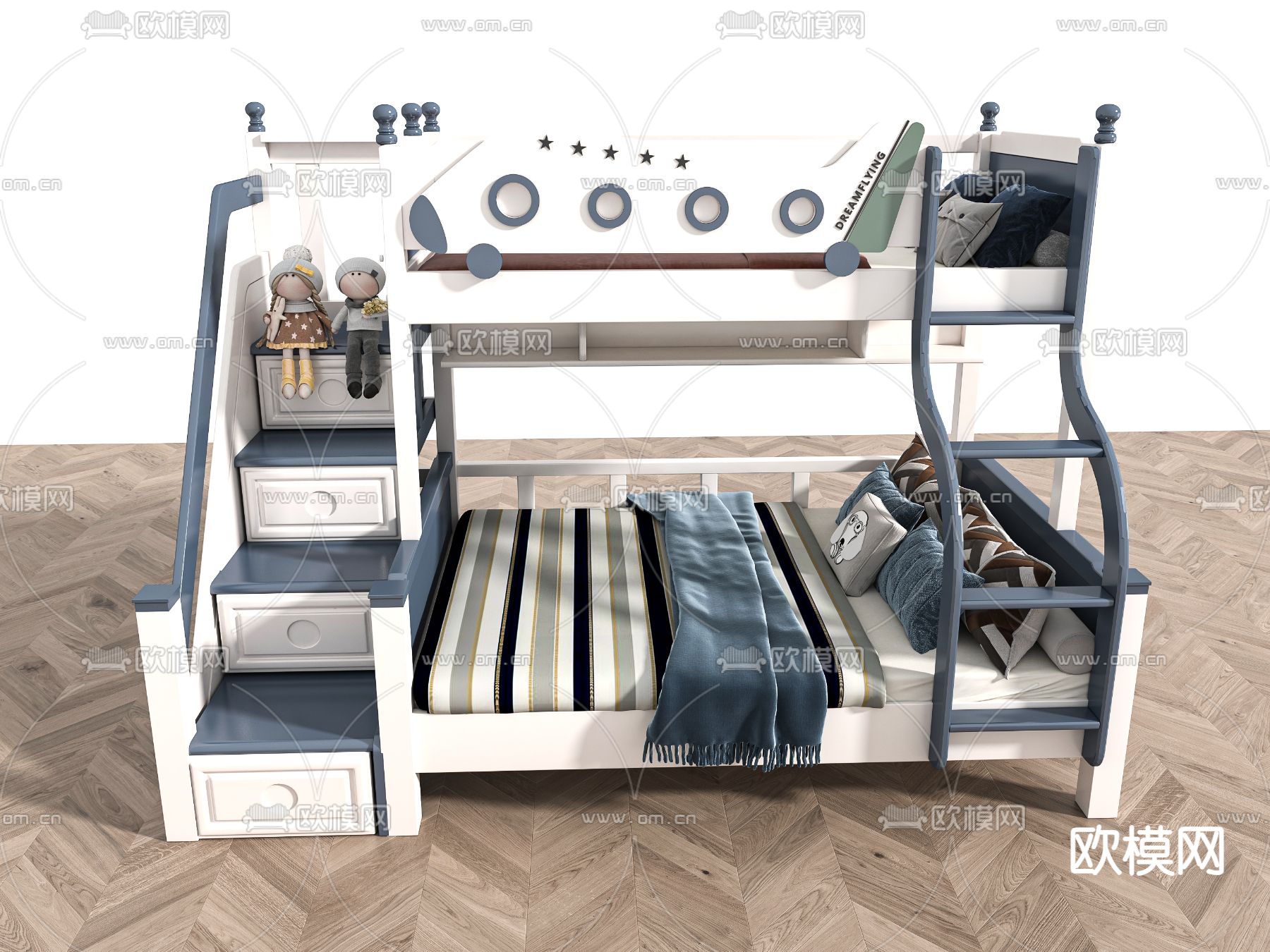 儿童床 上下床 上下铺3d模型下载