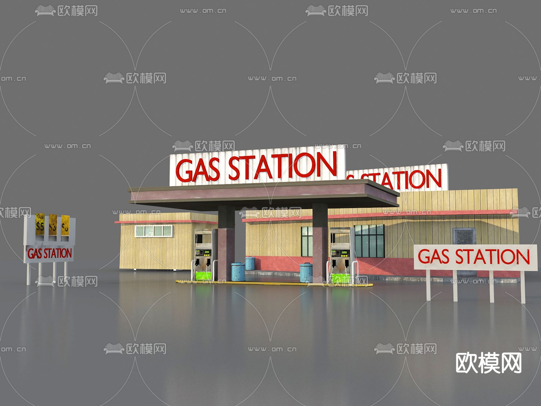 工业风加油站3d模型下载