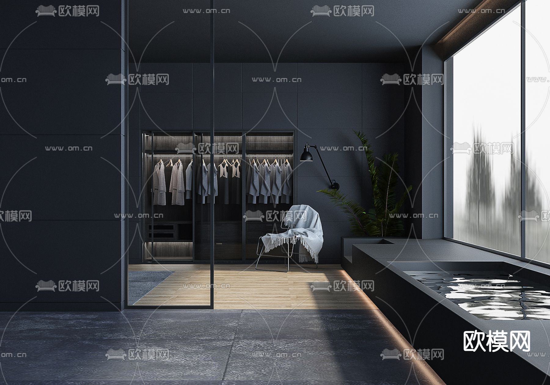 暗黑风衣帽间3d模型下载