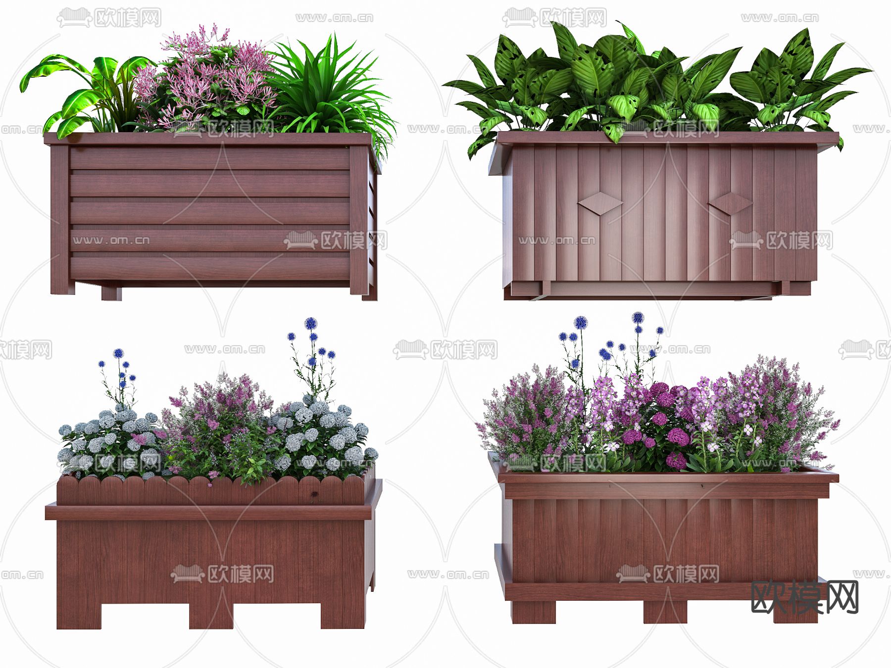 防腐木花箱 户外花箱3d模型下载