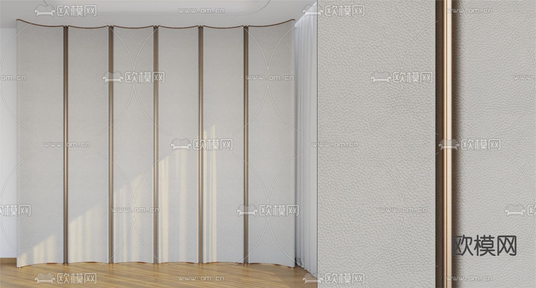 真皮硬包背景3d模型下载（渲染图1）