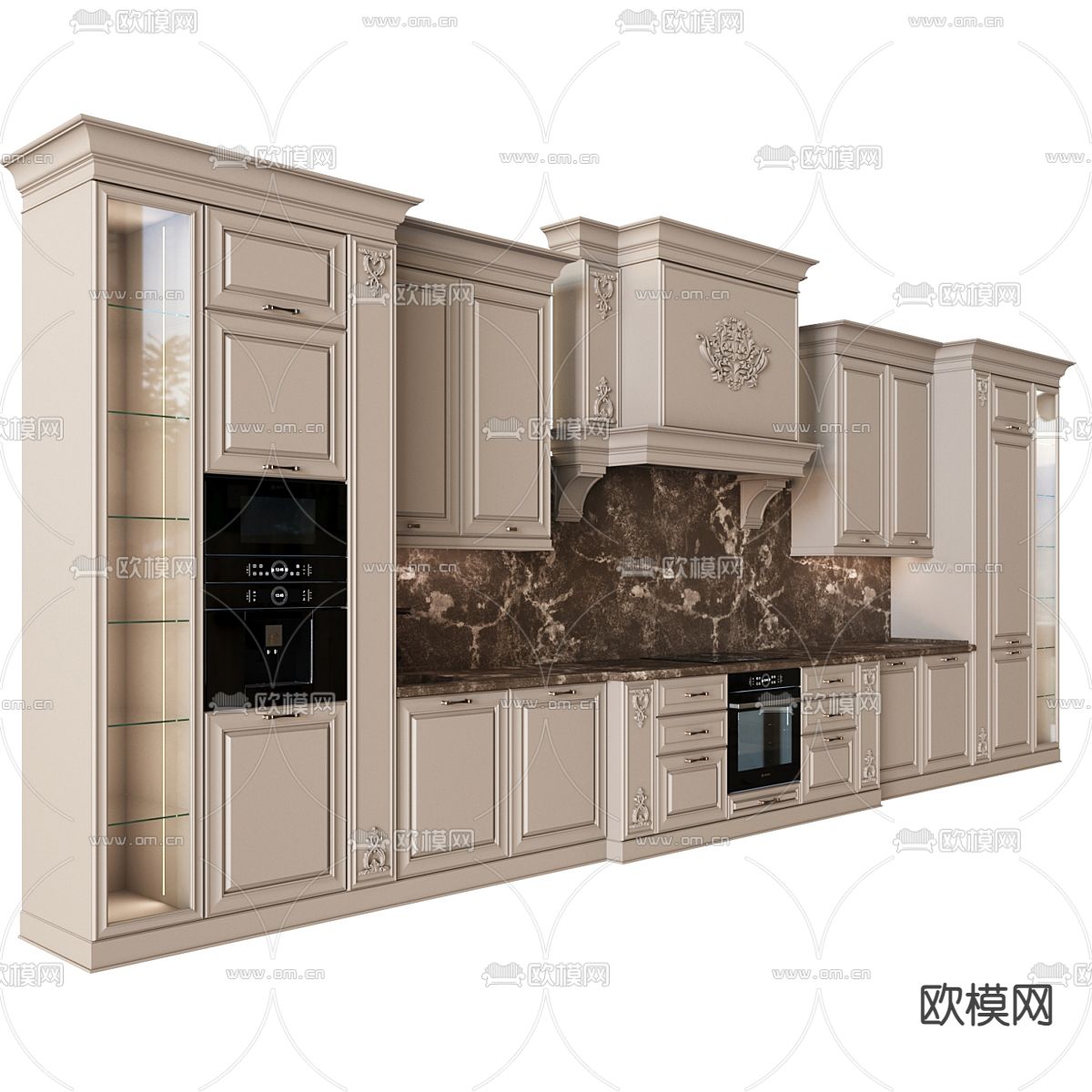 欧式橱柜 餐边柜3d模型下载