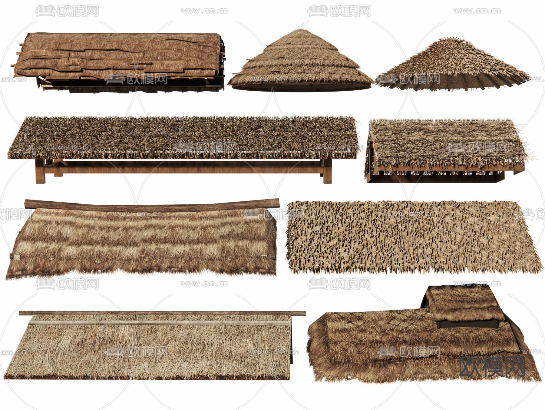 茅草屋檐 草棚子 茅草屋顶3d模型下载