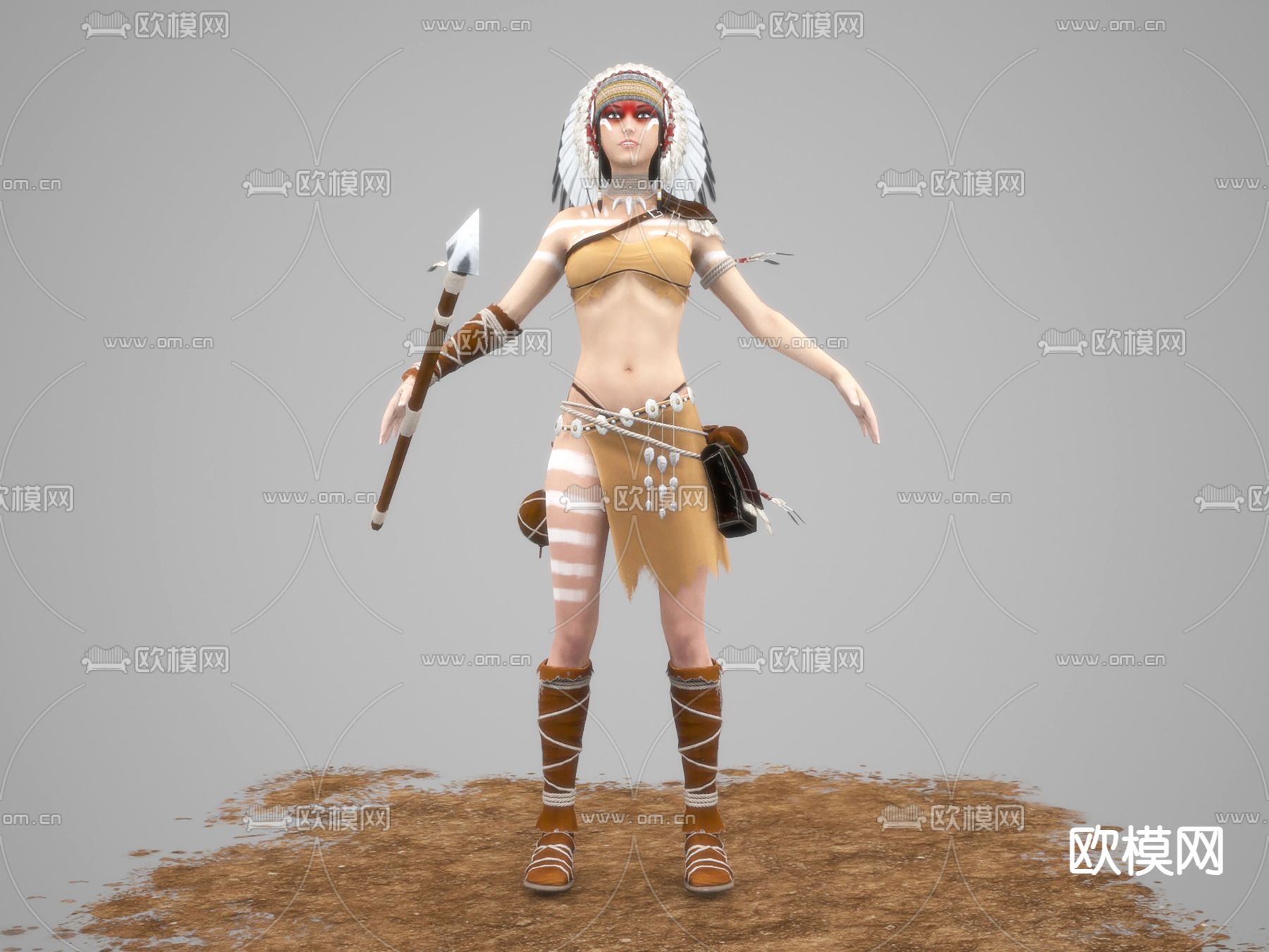 女人 原始人3d模型下载