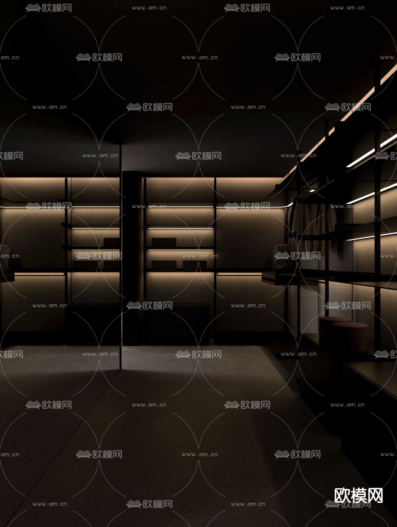 黑暗风衣帽间  梳妆间3d模型下载