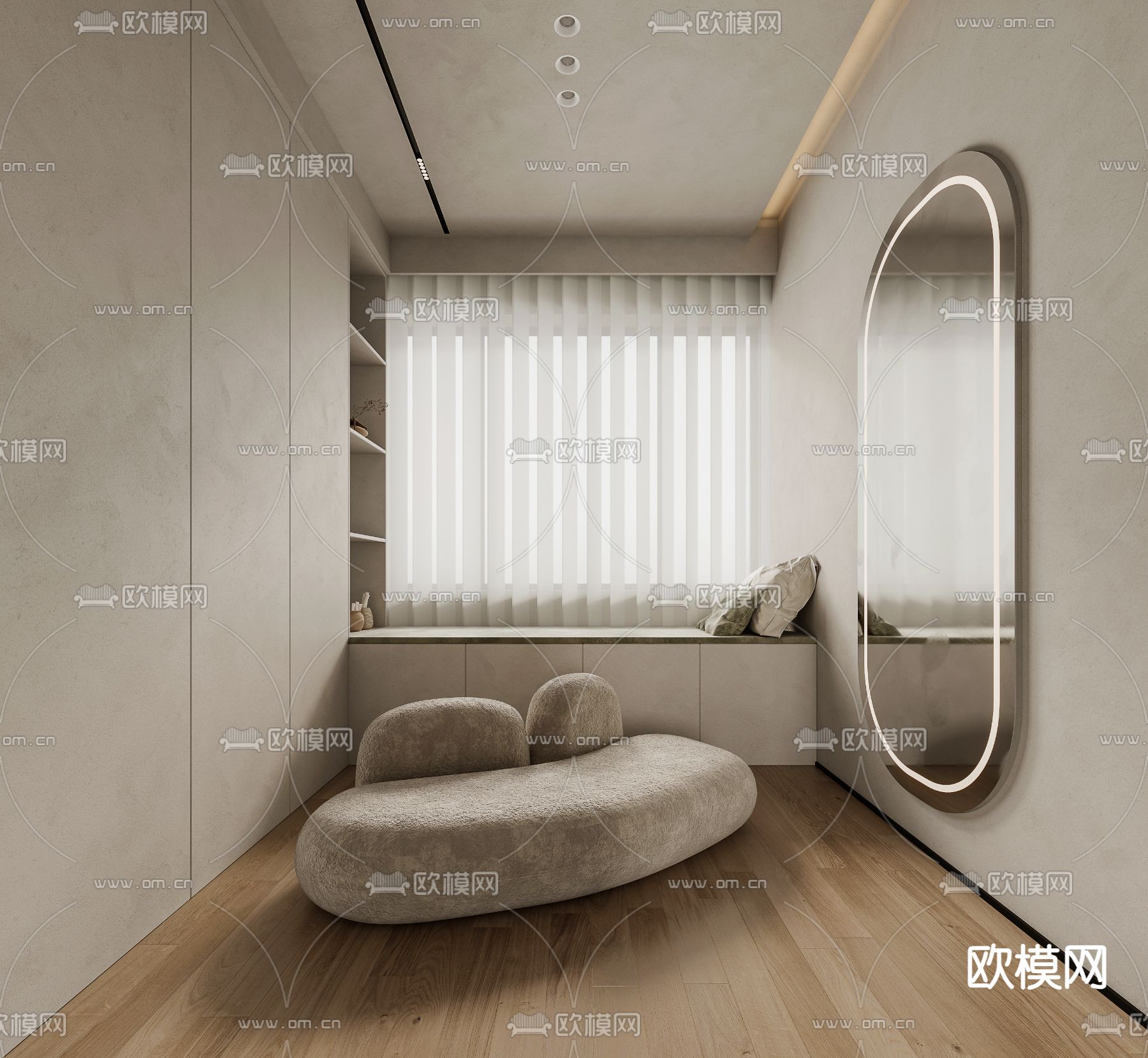 侘寂衣帽间 梳妆间3d模型下载