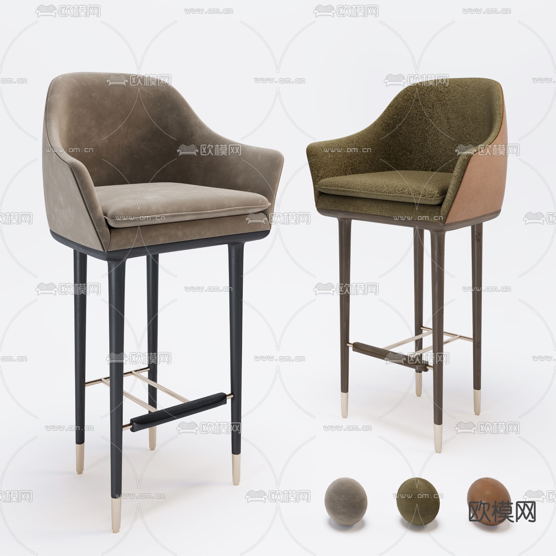 现代吧台椅 高脚椅3d模型下载