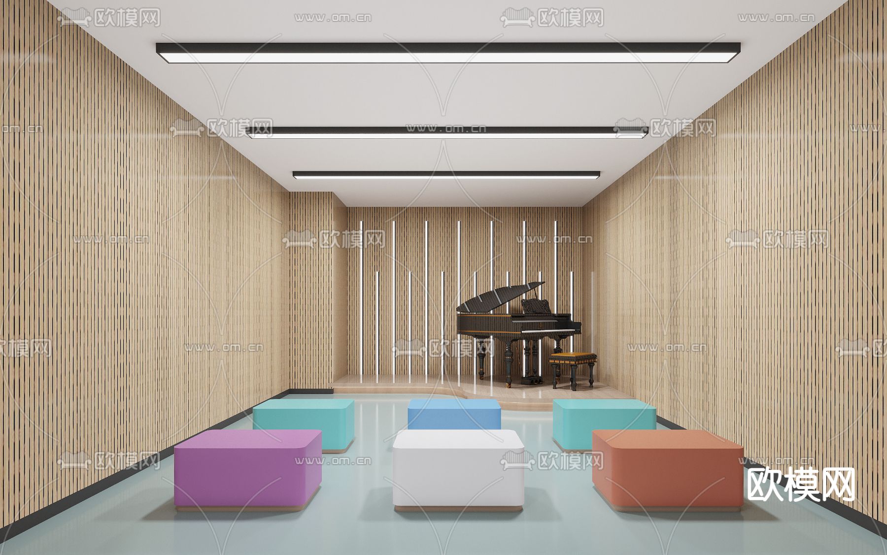 音乐教室  科室 培训室3d模型下载（渲染图1）
