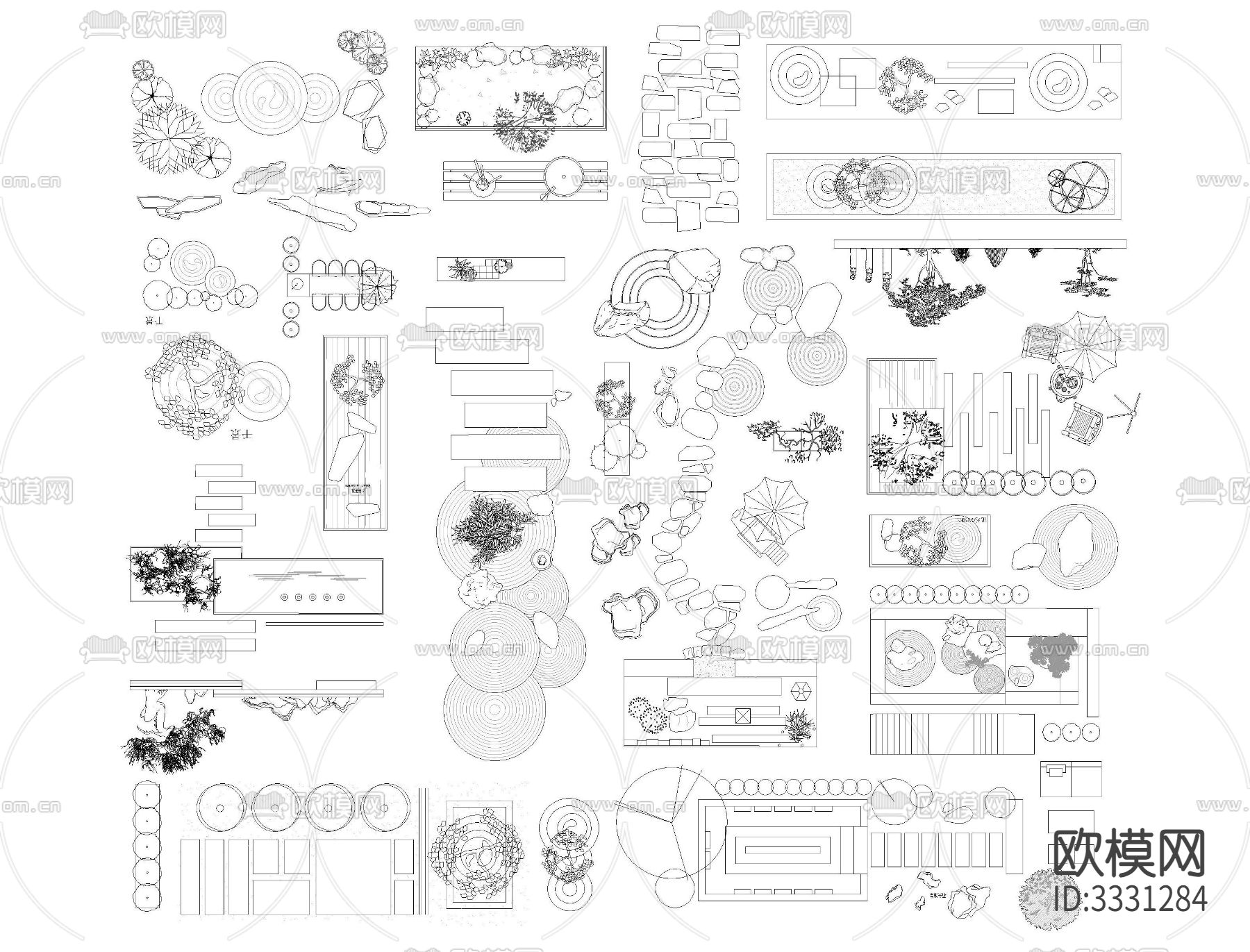 庭院景观CAD图库下载（渲染图1）
