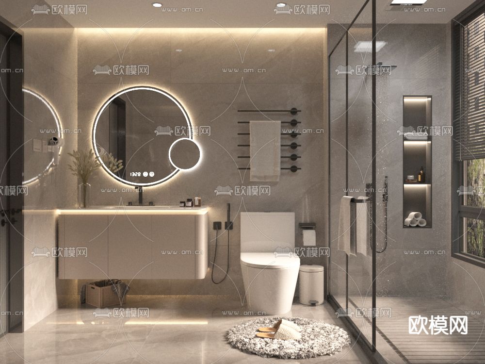 卫生间 浴室免费3d模型下载_ID15268486_3dmax免费模型-欧模网