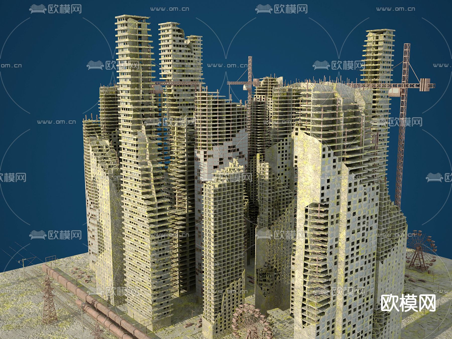 废墟城市外观3d模型下载（渲染图1）