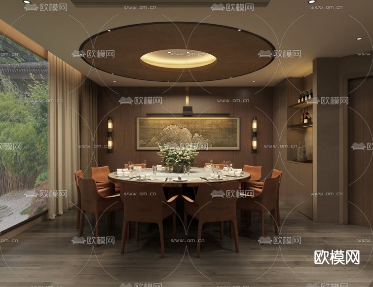 中餐厅包房 酒店包厢3d模型下载(渲染图2)