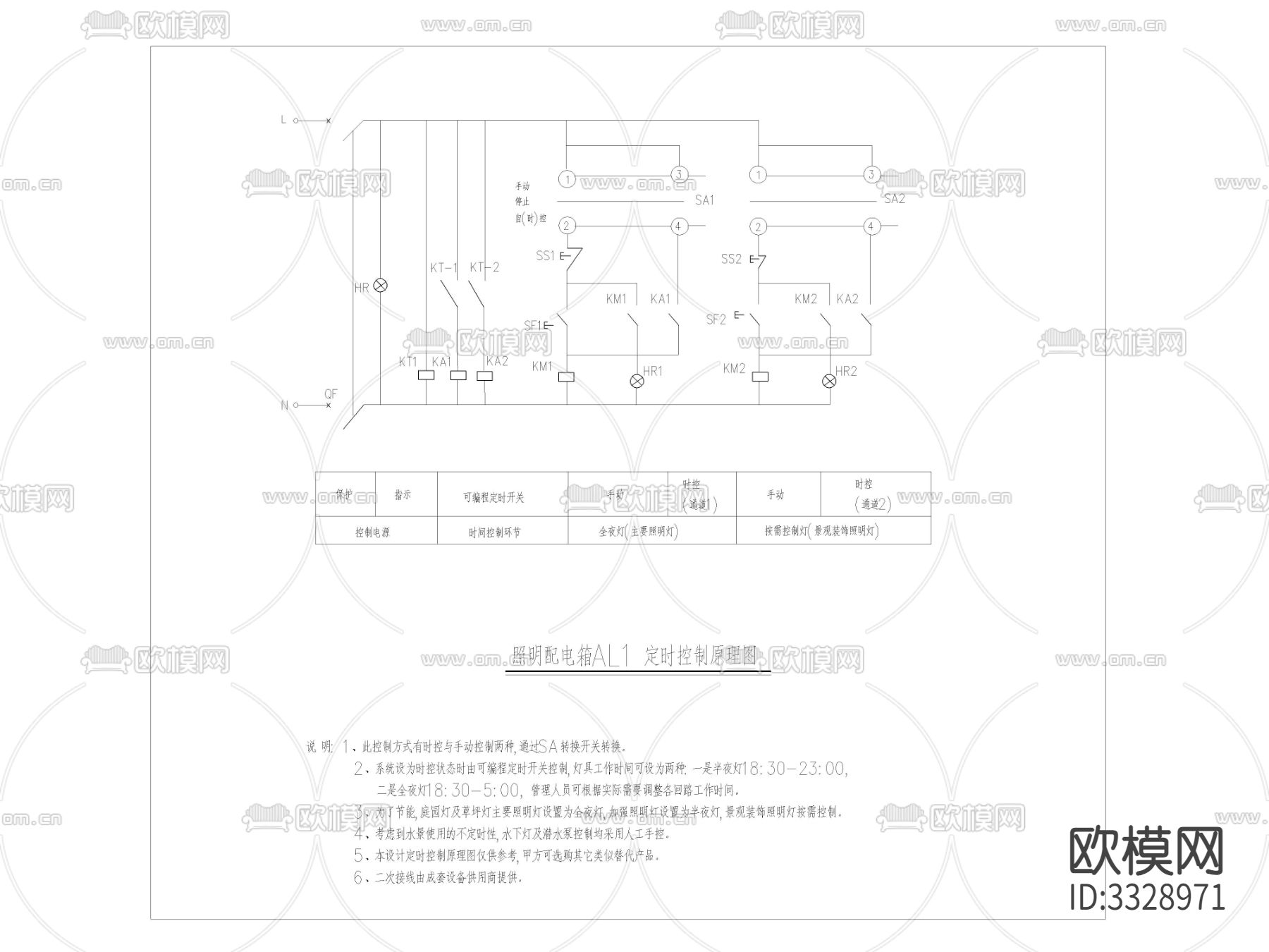 配电箱AL1定时控制原理cad大样图下载