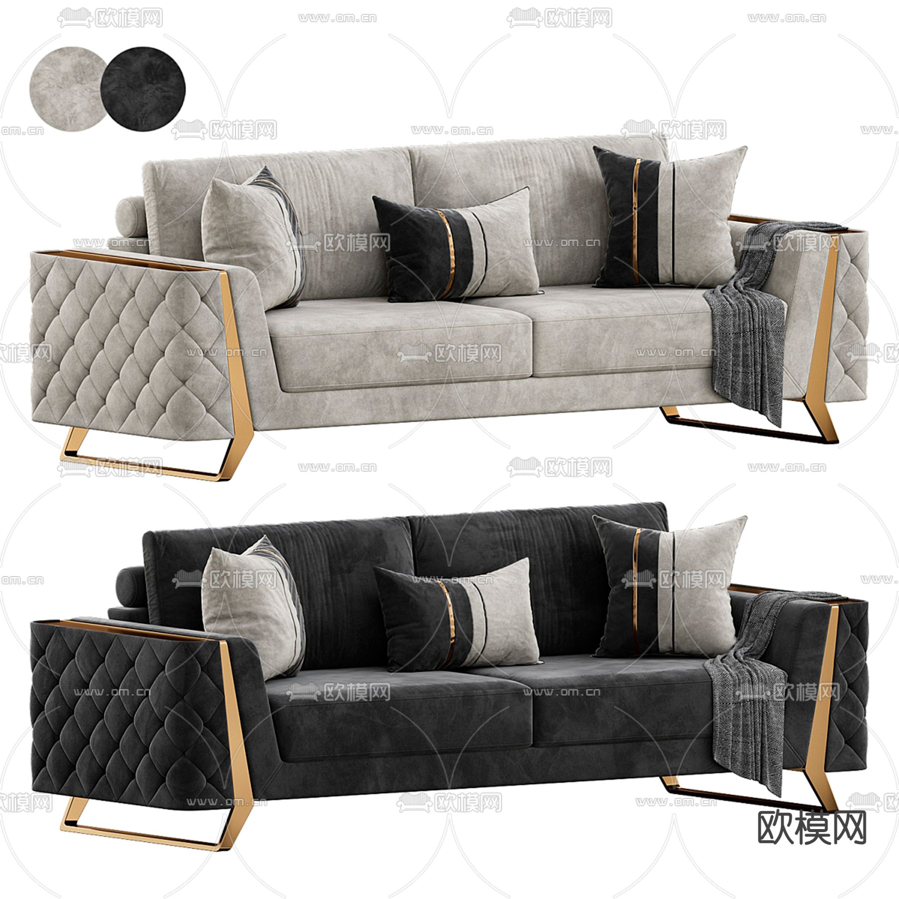 luxury轻奢沙发 双人沙发3d模型下载