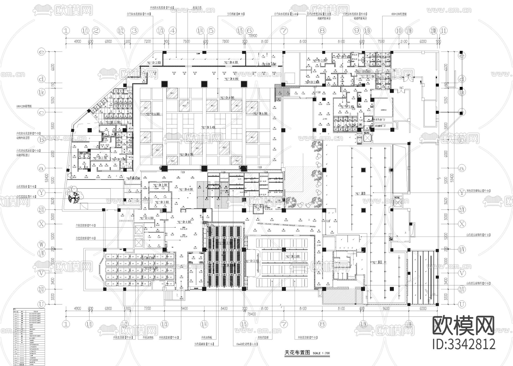 3890㎡健身房 健身中心cad施工图下载（渲染图2）