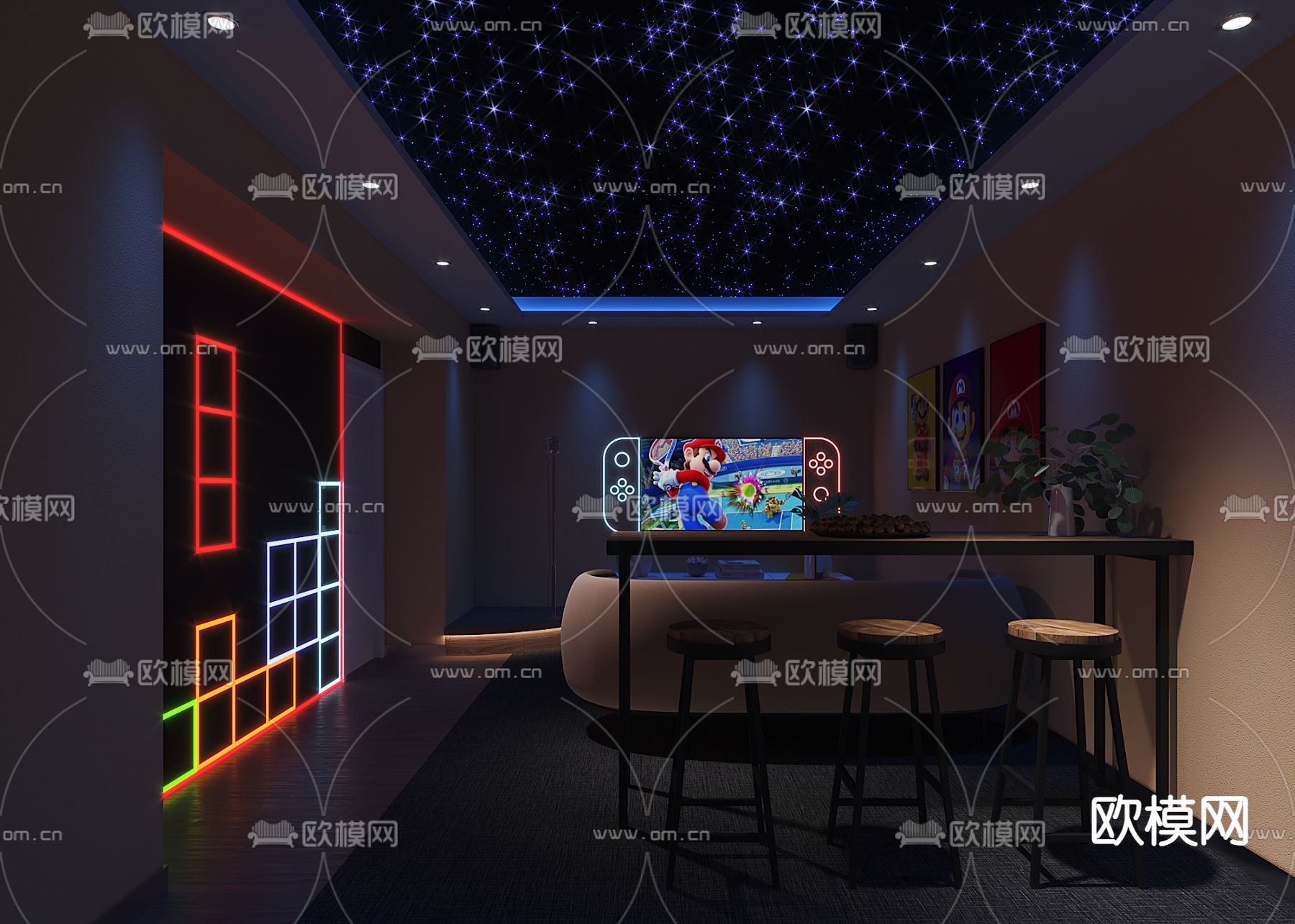 现代剧本杀包间3d模型下载