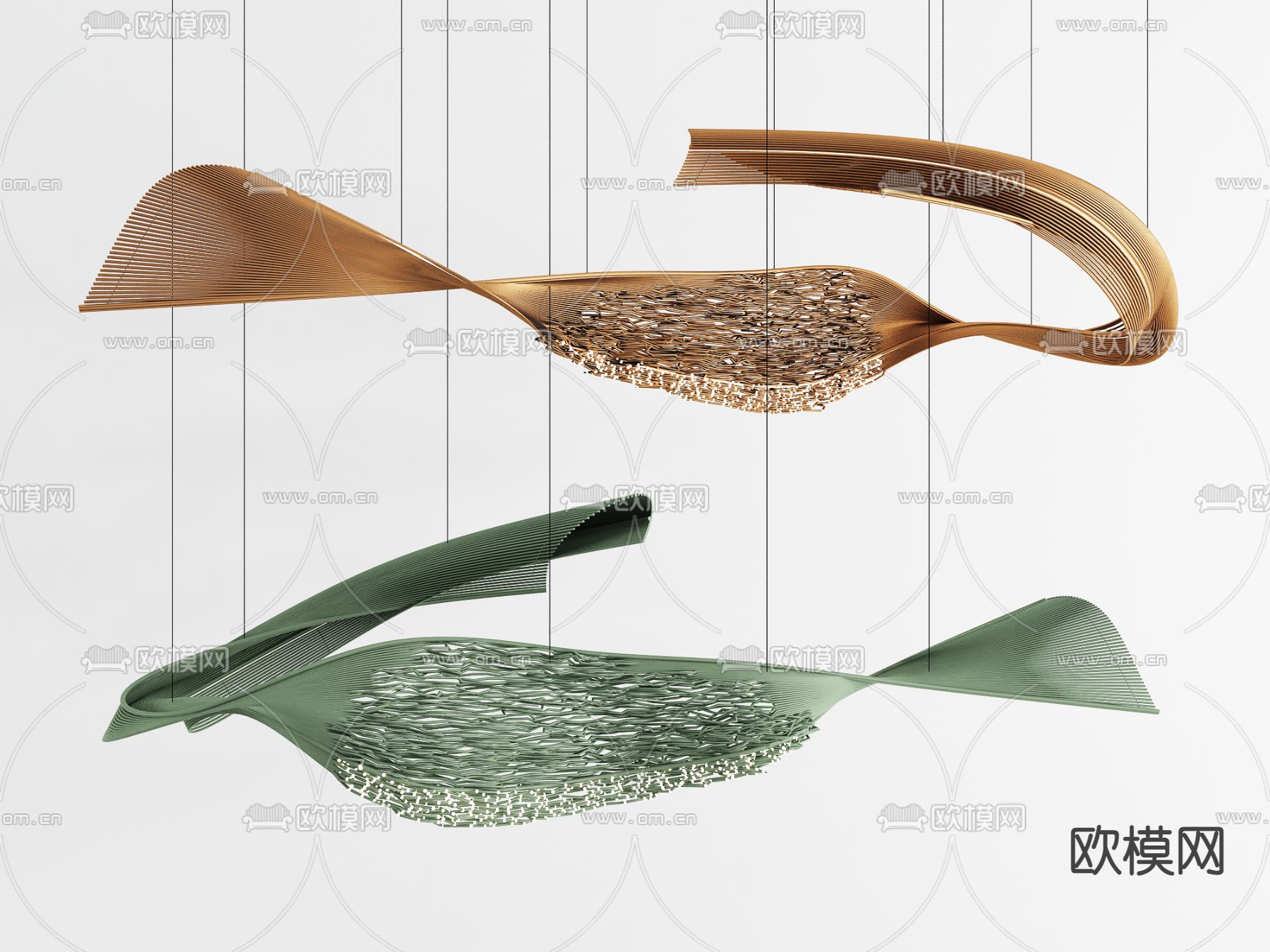 大堂装饰灯 飘带吊灯3d模型下载