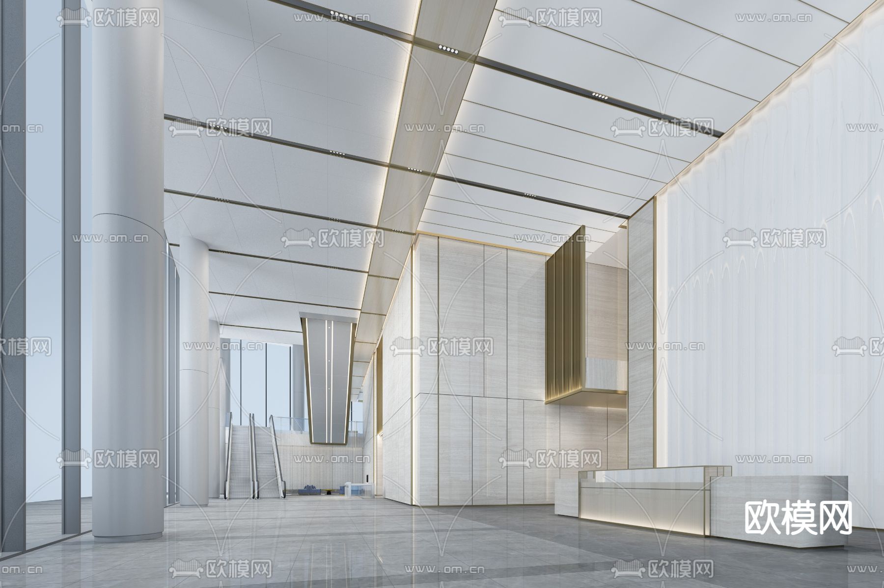 公司大堂 商务大堂3d模型下载（渲染图1）