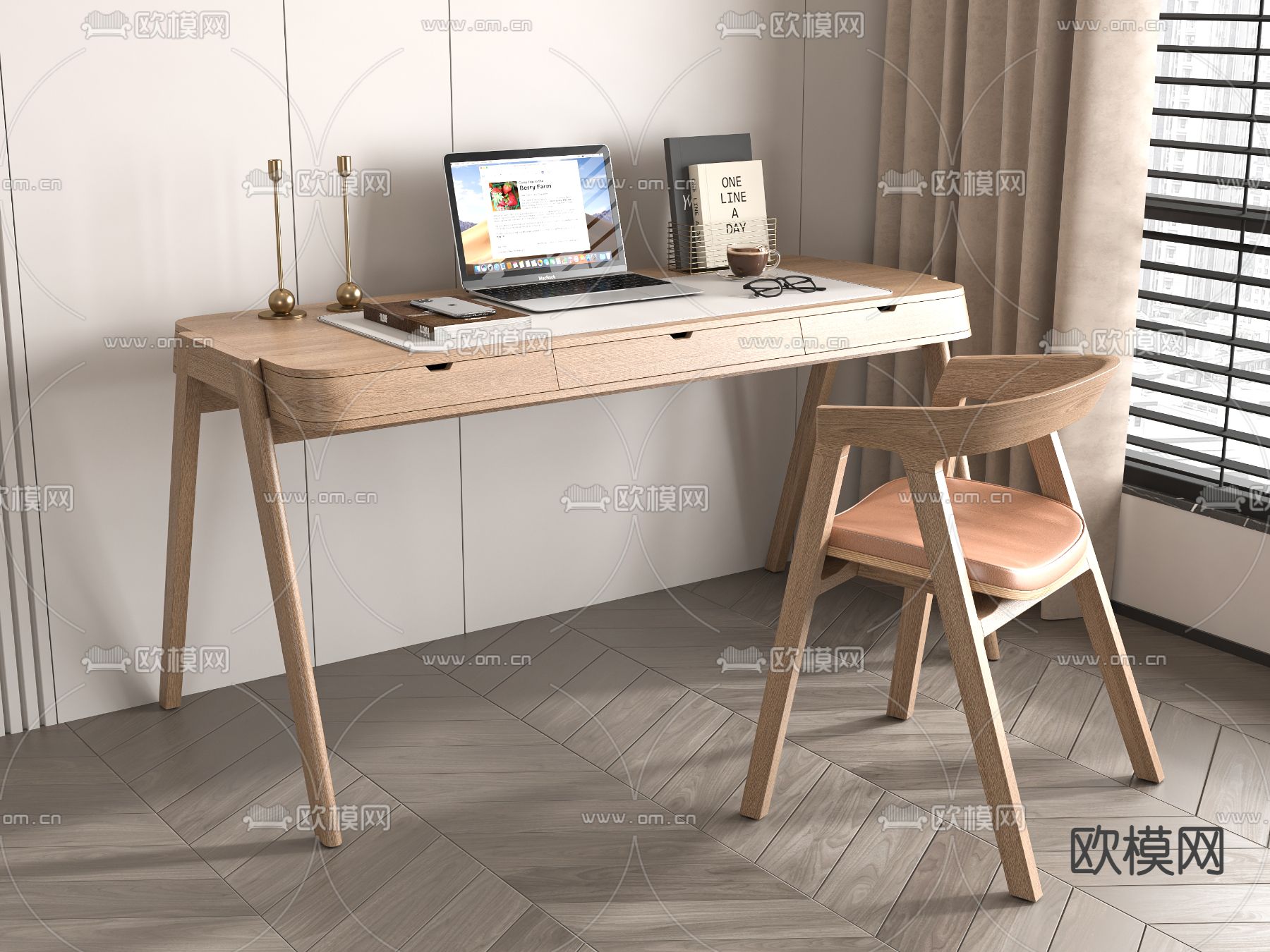 书桌椅 办公椅 办公用品3d模型下载