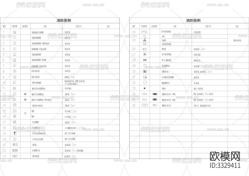 图例说明表材料CAD图库下载(渲染图1)