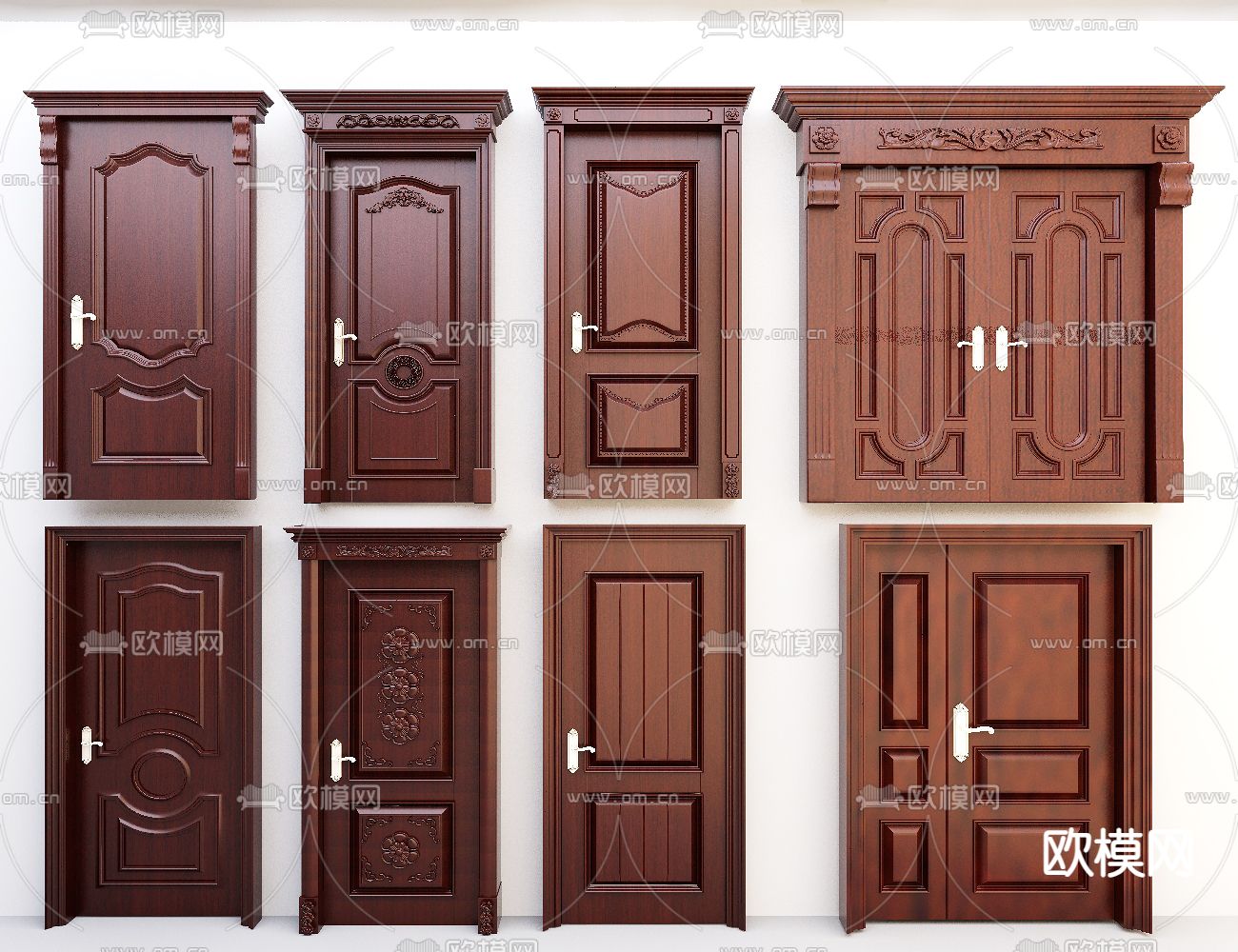 美式双开门 单开门 平开门3d模型下载