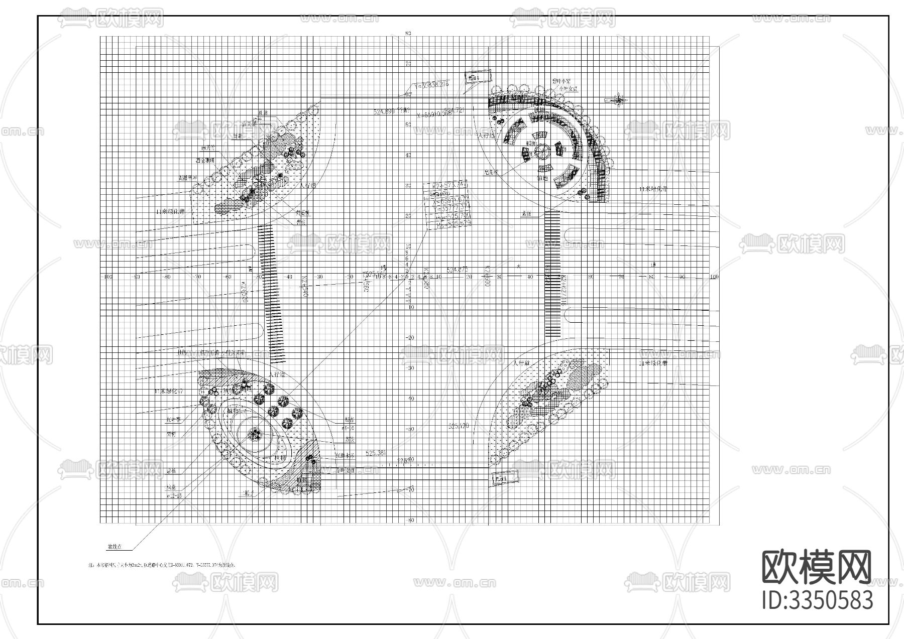 道路绿化CAD施工图下载（渲染图4）