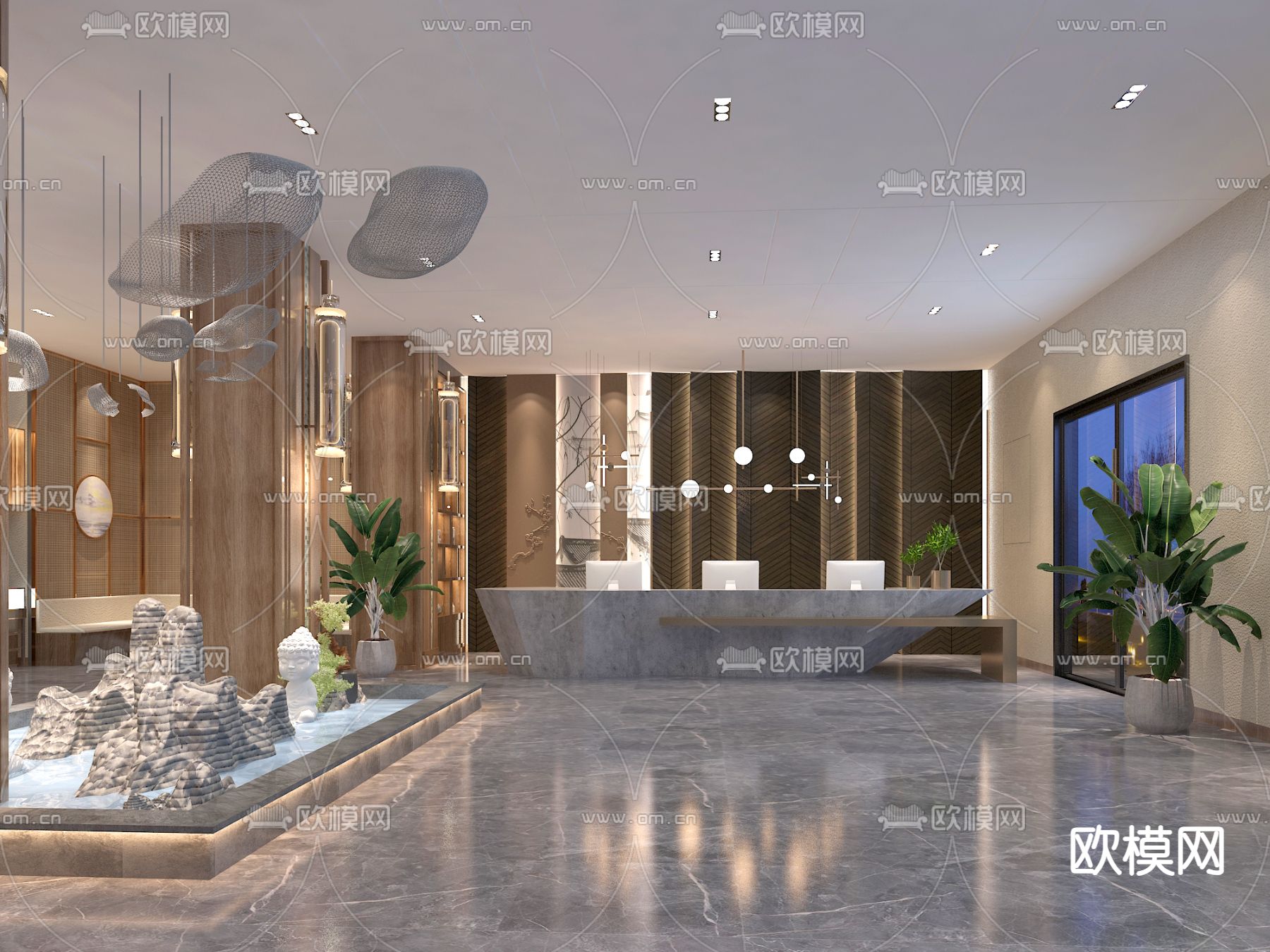 现代足疗店 洗浴会所免费3d模型下载（渲染图3）