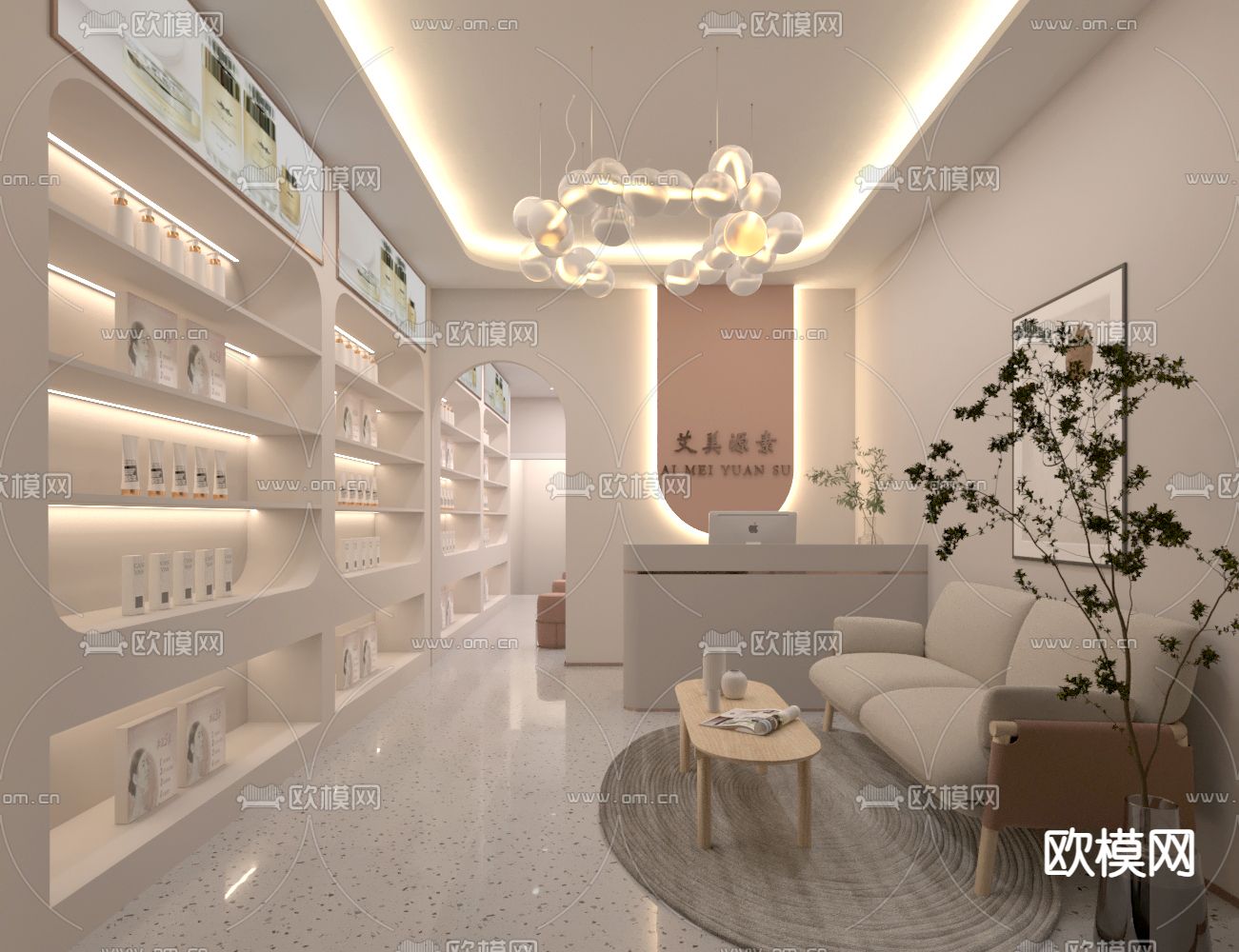 美容SPA 按摩店 养身馆免费3d模型下载（渲染图1）