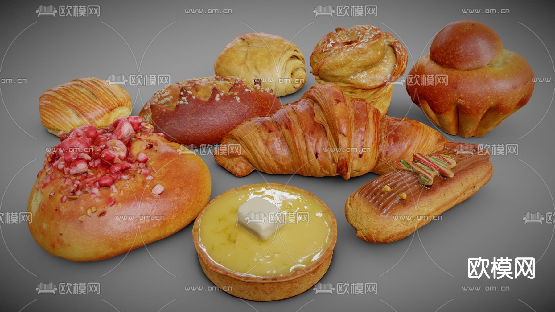 美食 奶酪 面包 糕点 蛋糕3d模型下载